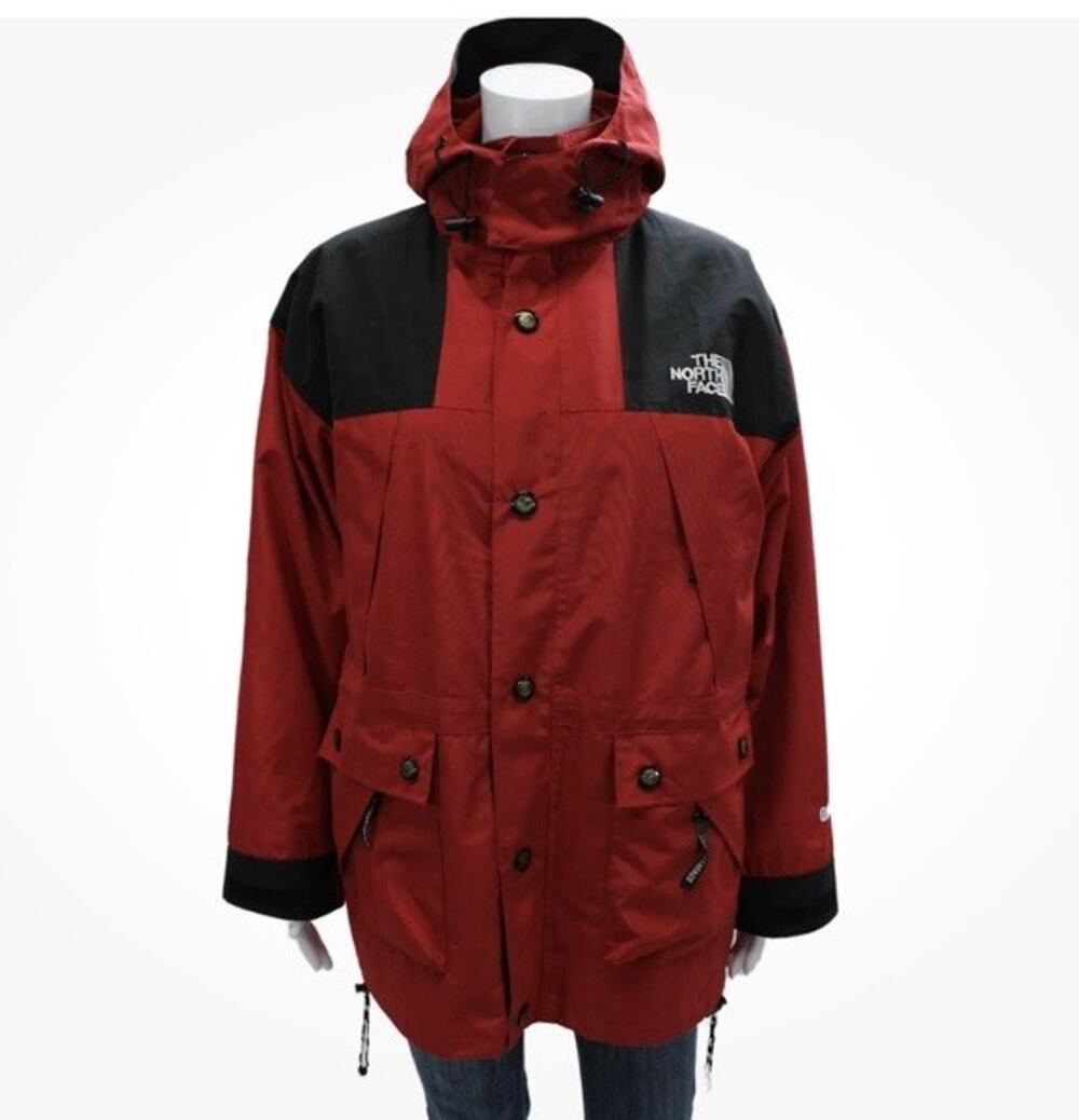 The North Face Unisex Rain Coat Red Nylon Button Closure Size S